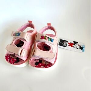 Disney Minnie Mouse Pink Toddler Girl Velcro Sandals 3T, Size EU:25, US:9, BNWT
